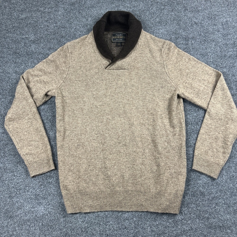 Jos‎ A Bank Sweater Men M Black Wool Blend Shawl Collar Knit Classic Reserve